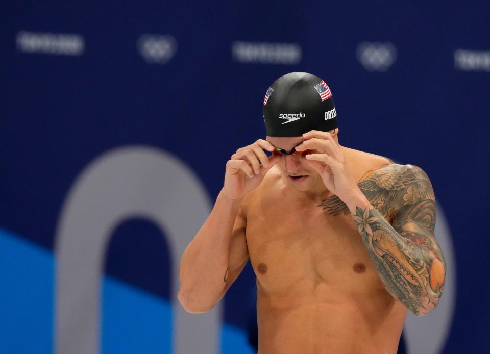 Caeleb Dressel before the 50m freestyle semifinals during the Tokyo 2020 Olympic Summer Games.