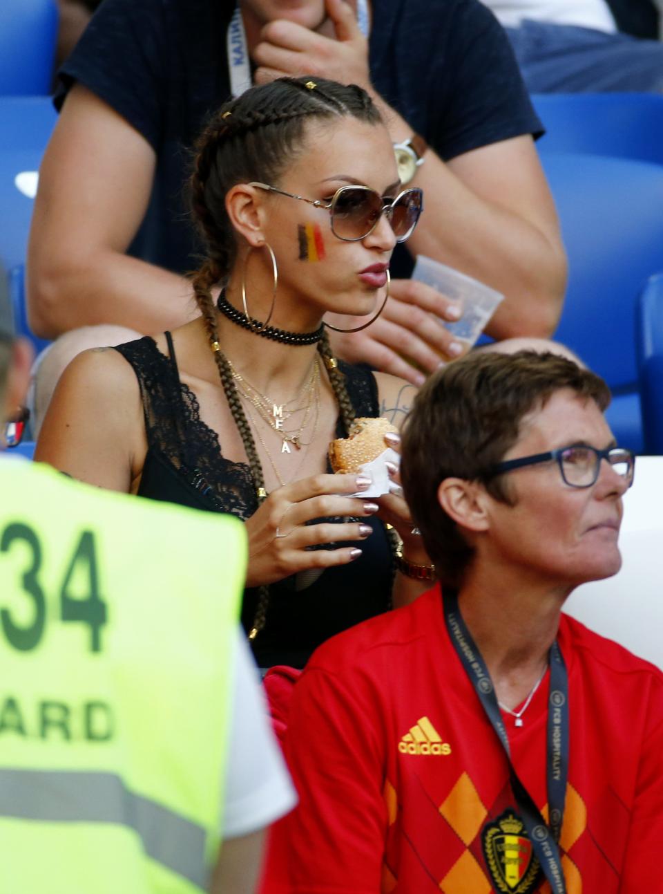 <p>Axel Witse’s wife Raffaela Zsabo during the FIFA 2018 World Cup Russia group G phase match between England and Belgium at the Kaliningrad Stadium on June 28, 2018 in Kaliningrad, Russia, 28/06/18 ( Photo by Jimmy Bolcina / Photonews<br>via Getty Images) </p>