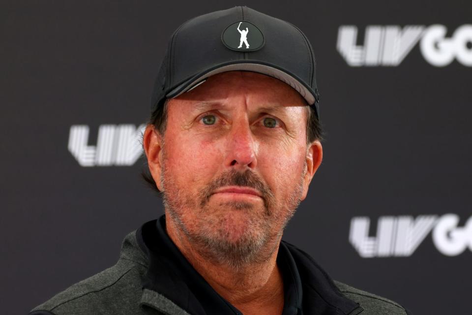 <p>Chris Trotman/LIV Golf/Getty</p> Phil Mickelson