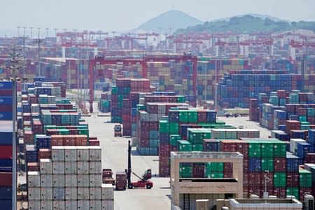 FILE PHOTO: Containers are seen at the Yangshan Deep Water Port in Shanghai