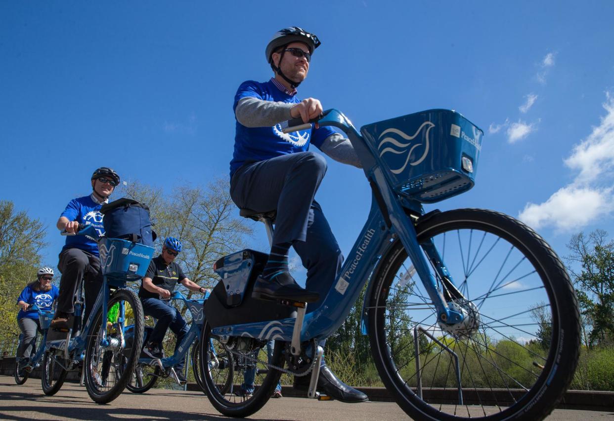 The city of Eugene operates PeaceHealth Rides, a bike-sharing rental service.