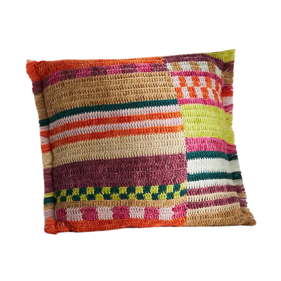 A colorful outdoor pillow