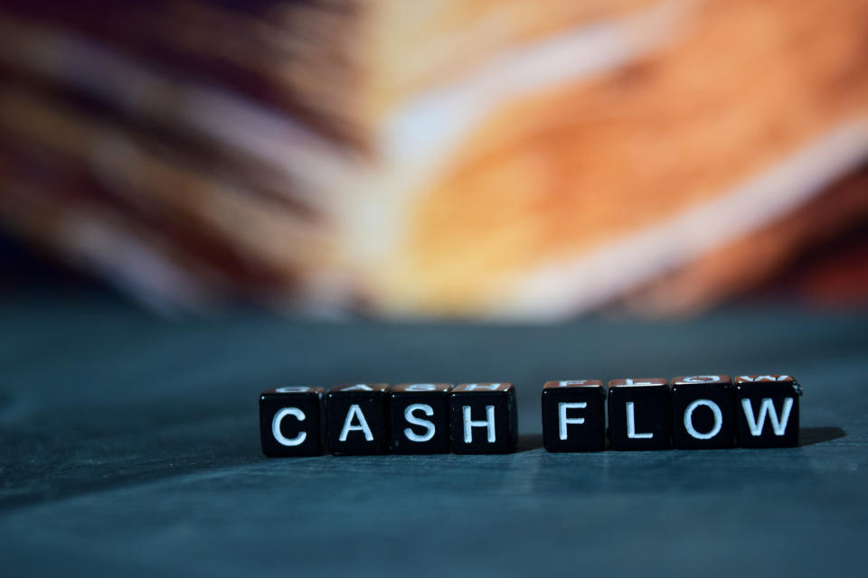 Blocks spelling out the words "cash flow."