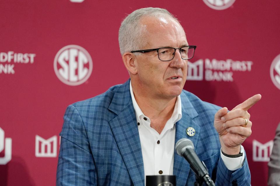 SEC commissioner Greg Sankey said at SEC Media Days on Monday that he isn't a recruiter amid growing speculation that ACC schools Clemson and Florida State could eventually join the SEC if they win a lawsuit that would allow them to leave their current conference before media rights deals expire in 2036.