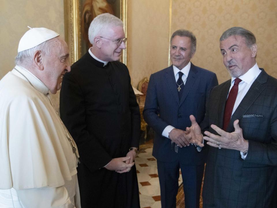 Sylvester Stallone was surprised to discover Pope Francis is a fan (Divisione Produzione Fotografica/ANSA via ZUMA Press/Shutterstock)