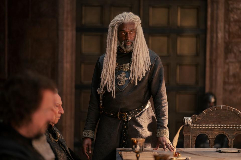 steve toussaint as lord corlys velaryon, the sea snake, in a scene from house of the dragon