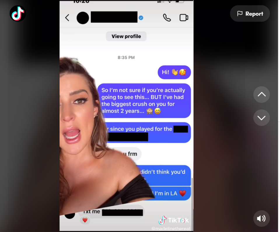 TikTok user Madeline shows screenshots of her interaction with a supposed NBA player after his girlfriend reached out to conduct a so-called ‘loyalty test’ (TikTok/madelinethereal)