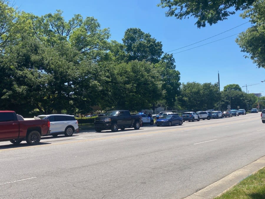 A heavy police presence is at Shaw University after a report of an active shooter. (Maggie Newland/CBS 17)