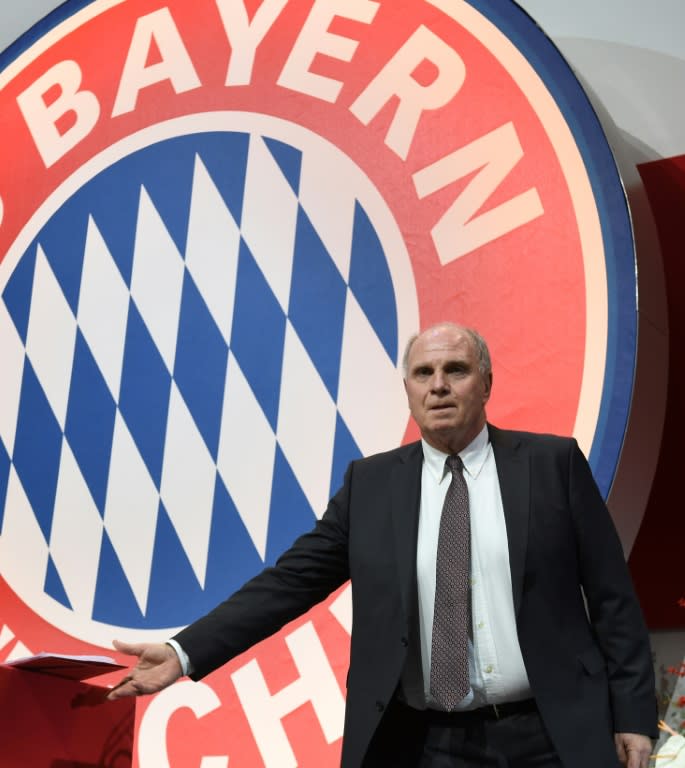 President of FC Bayern Munich Uli Hoeness, seen November 25, 2016, was re-elected as head of the football club despite serving a 21-month jail sentence for tax evasion