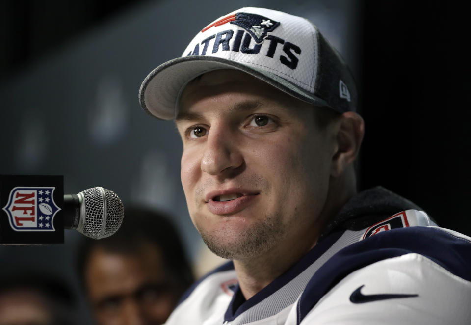 Rob Gronkowski will not be at the Patriots’ workout Monday. (AP)