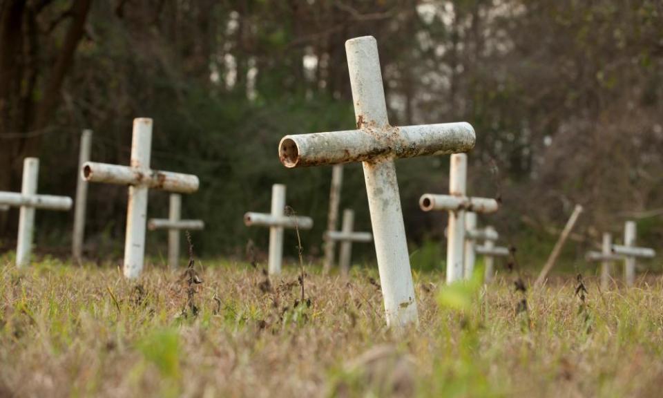 Boys’ graves at the cemetery of the former Arthur G Dozier School for Boys in Marianna, Florida. Colson Whitehead’s novel ‘The Nickel Boys’ tells the story of what happened there