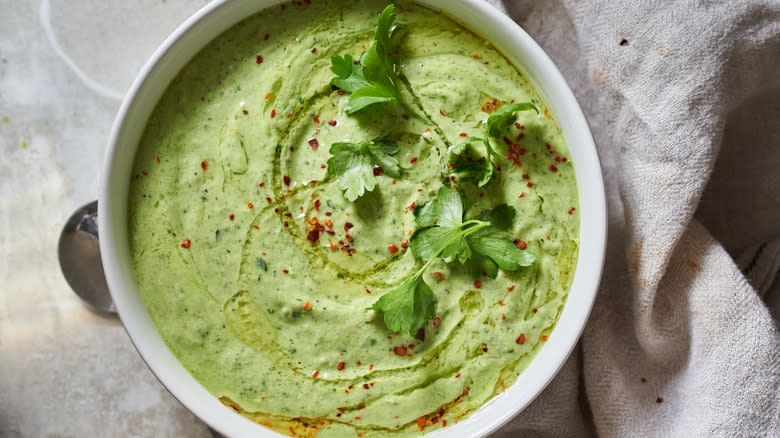 green gazpacho in bowl