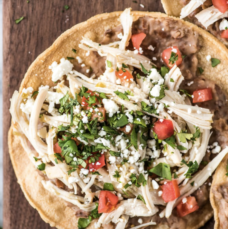 Salsa Verde Chicken Tostadas