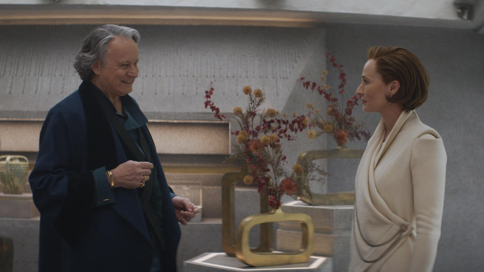 Genevieve O'Reilly shares scenes with Stellan Skarsgård as key Rebel figure Luthen in Andor. (Lucasfilm/Disney)