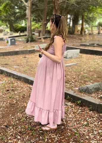 <p>Courtesy of Haley Hodge</p> Haley Hodge looks for baby names in a North Carolina cemetery with her family