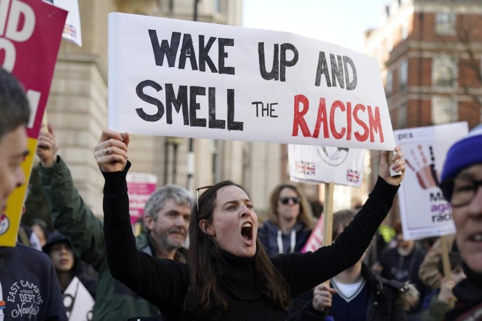 Demonstrators took to the streets to protest over the treatment of the girl on UN Anti-Racism Day (Andrew Matthews/PA) (PA Wire)