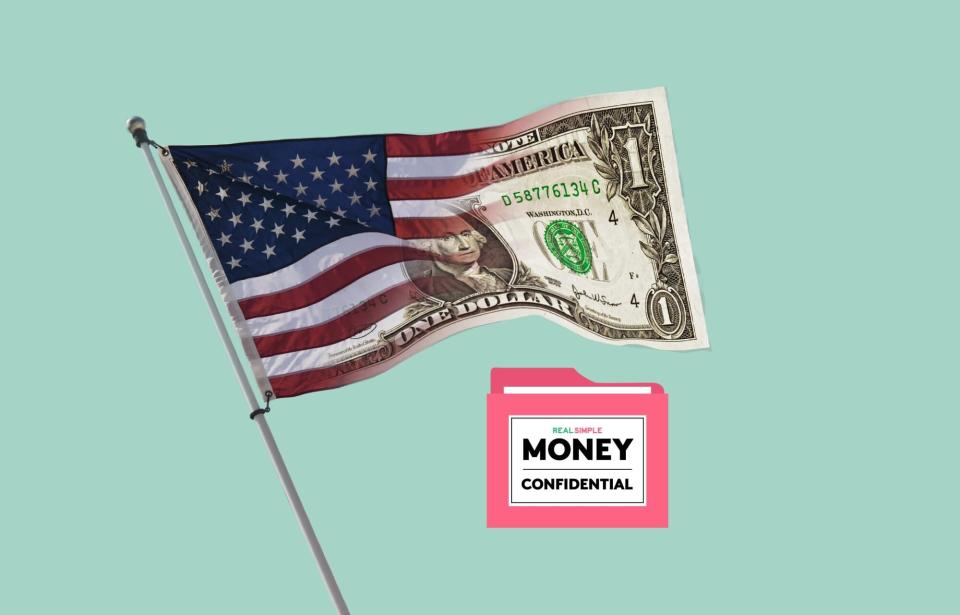 usa flag that is half money