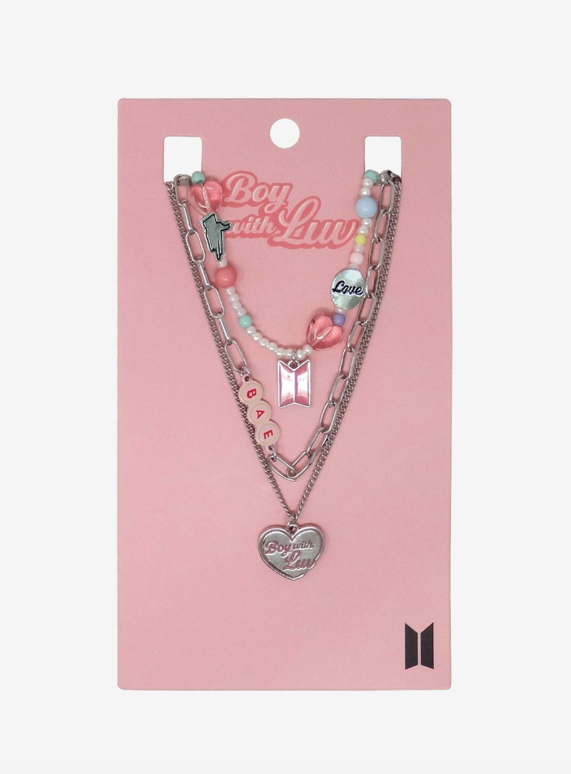 BTS Boy With Luv Beaded Chain Necklace Set