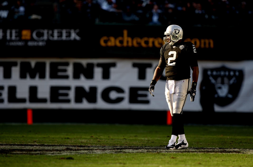 JaMarcus Russell lasted just three years in the NFL after going No. 1 in 2007. (Photo by Jed Jacobsohn/Getty Images)
