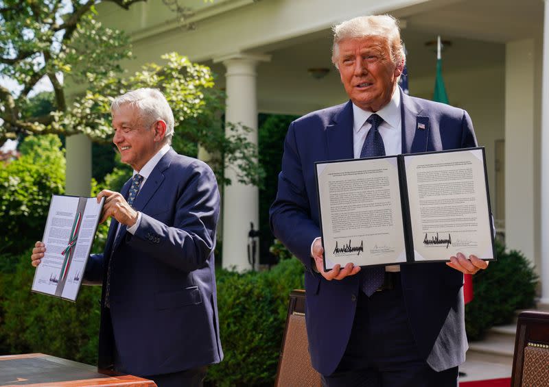 U.S. President Trump holds signing ceremony with Mexico's President Lopez Obrador at the White House in Washington