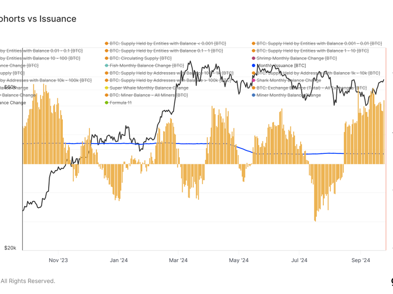 Bitcoin: All Cohorts vs Issuance (Glassnode)