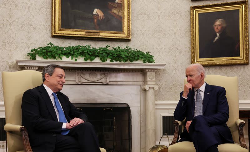 U.S. President Biden welcomes Italy's Prime Minister Draghi at the White House in Washington