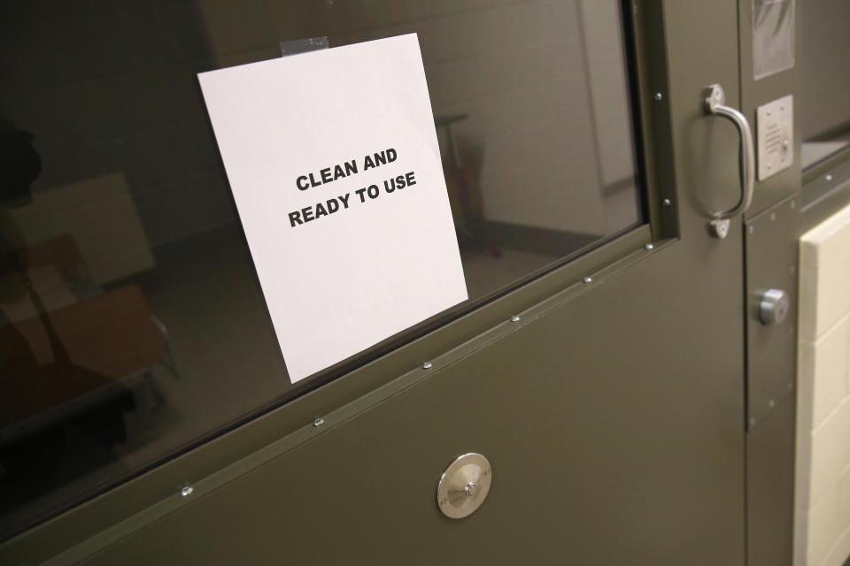 A medical quarantine cell at the Adelanto Detention Facility