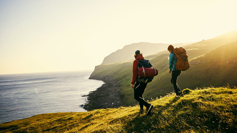 Hikers on a coastal track