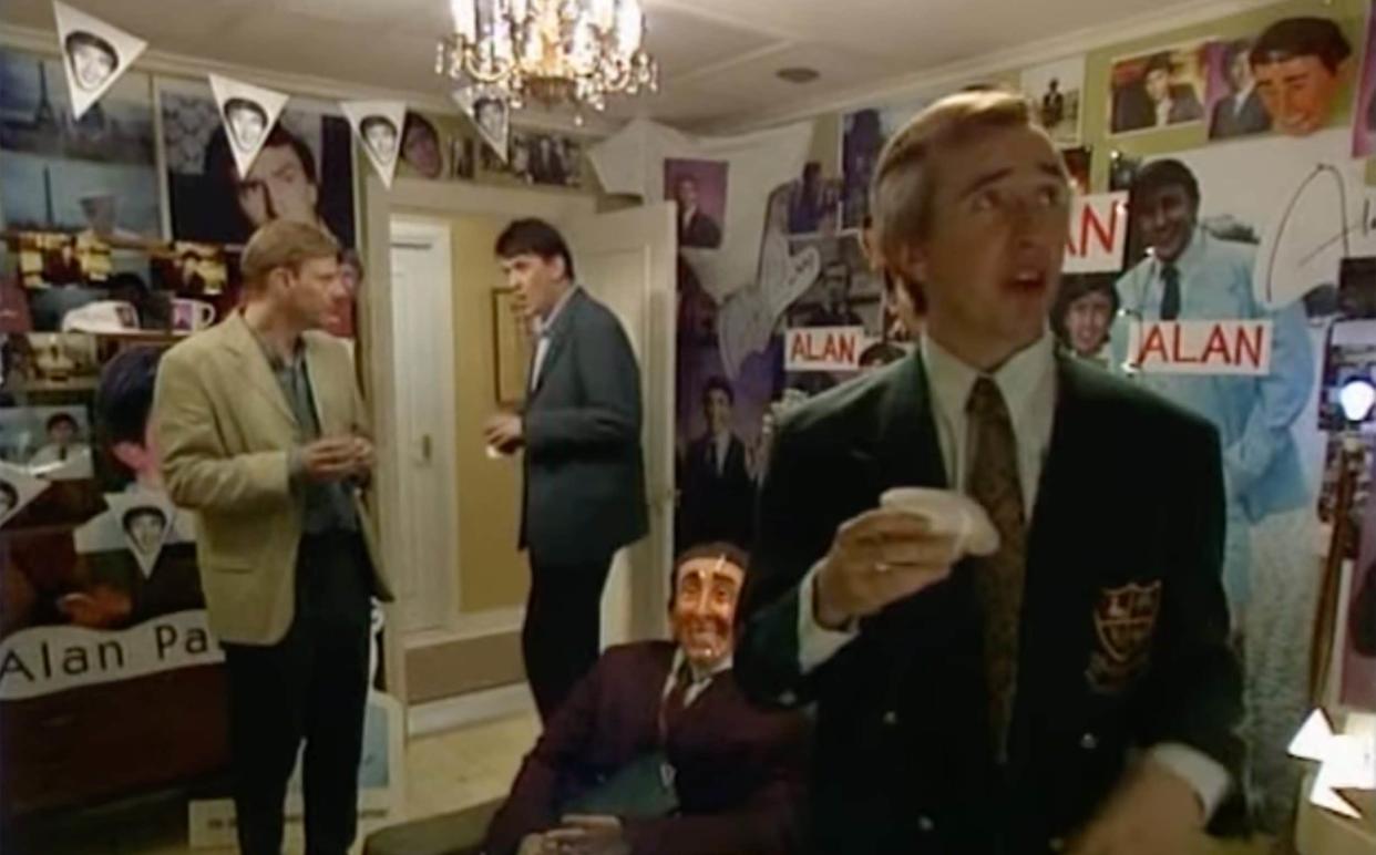 Alan Partridge (Steve Coogan) is stunned when he stumbles into his stalker’s shrine-like spare room - BBC
