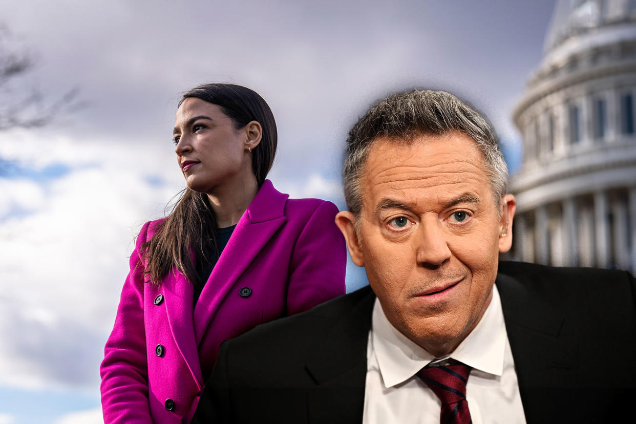 Alexandria Ocasio-Cortez; Greg Gutfeld Photo illustration by Salon/Getty Images