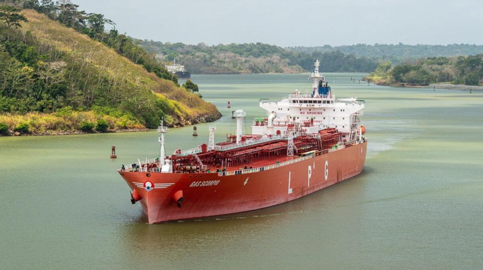 photo of an LPG ship transiting Panama Canal