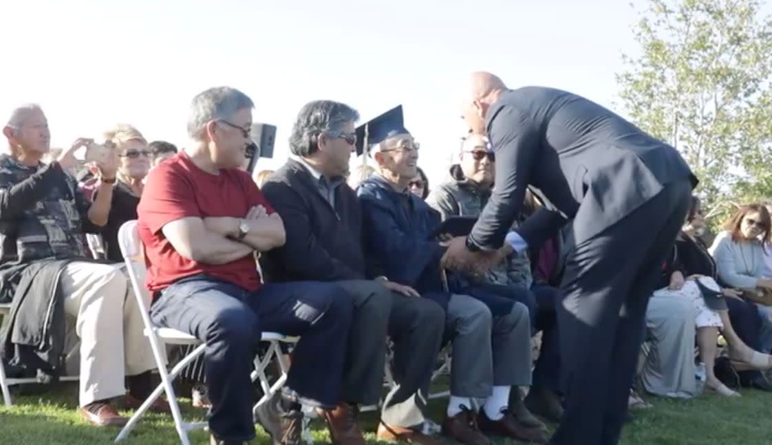 Haruo Hayashi finally accepted his high school diploma after he and his family were forced into an internment camp in the United States. (Photo: The Tribune)