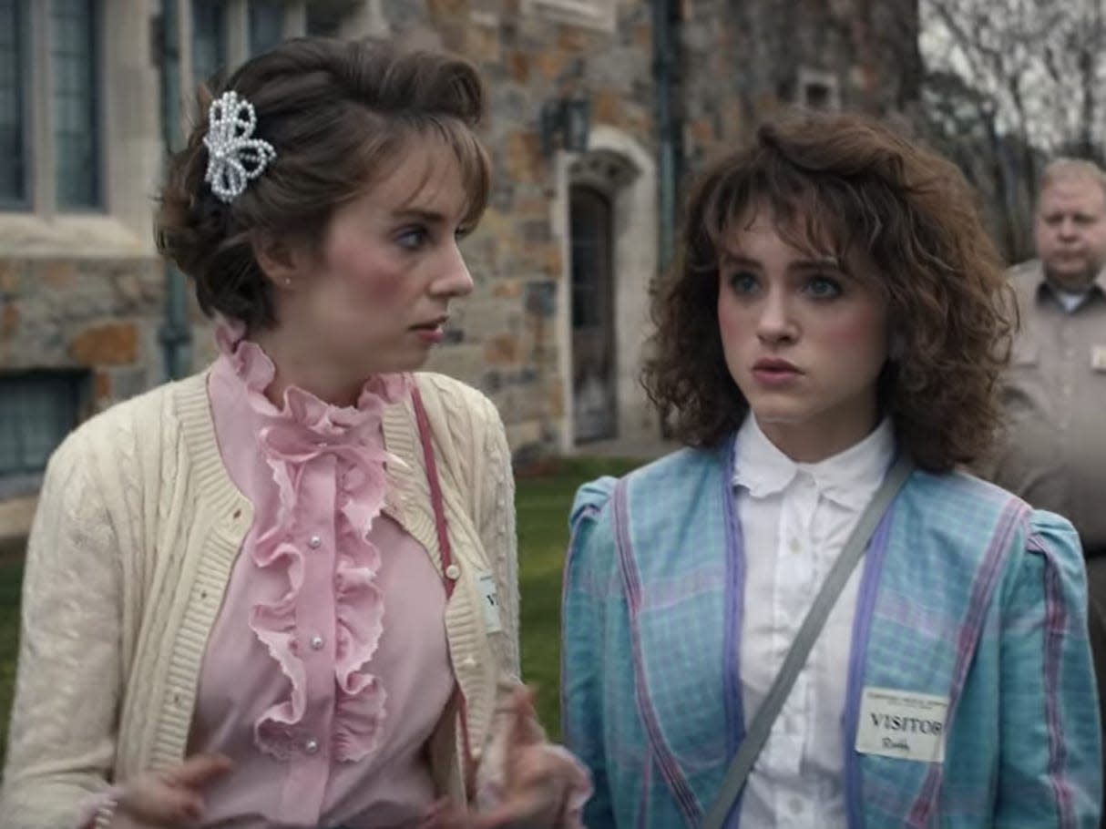 Screenshots from "Stranger Things" season four in which Robin and Nancy visit Pennhurst Mental Hospital..