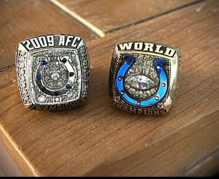Former Colts stadium announcer Mike Jansen has turned his Super Bowl and AFC Championship rings over to an auction house. &quot;Since my departure with the Colts was so abrupt and really not for a good reason, I no longer have those feelings of pride with my rings,&quot; he said.