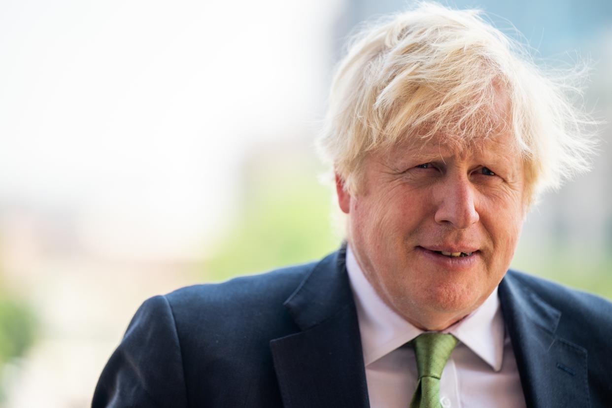 File:  Former UK prime minister Boris Johnson looks on during a tour after a meeting with governor Greg Abbott at the Texas State Capitol on 23 May 2023 in Austin, Texas (Getty Images)