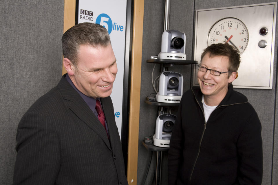 Portrait of Mark Kermode and Simon Mayo at the BBC TVC Radio 5 studio in January 2008.; Job: 42495; Ref: EWT; Exclusive World Rights    (Photo by Edd Westmacott/Avalon/Getty Images)