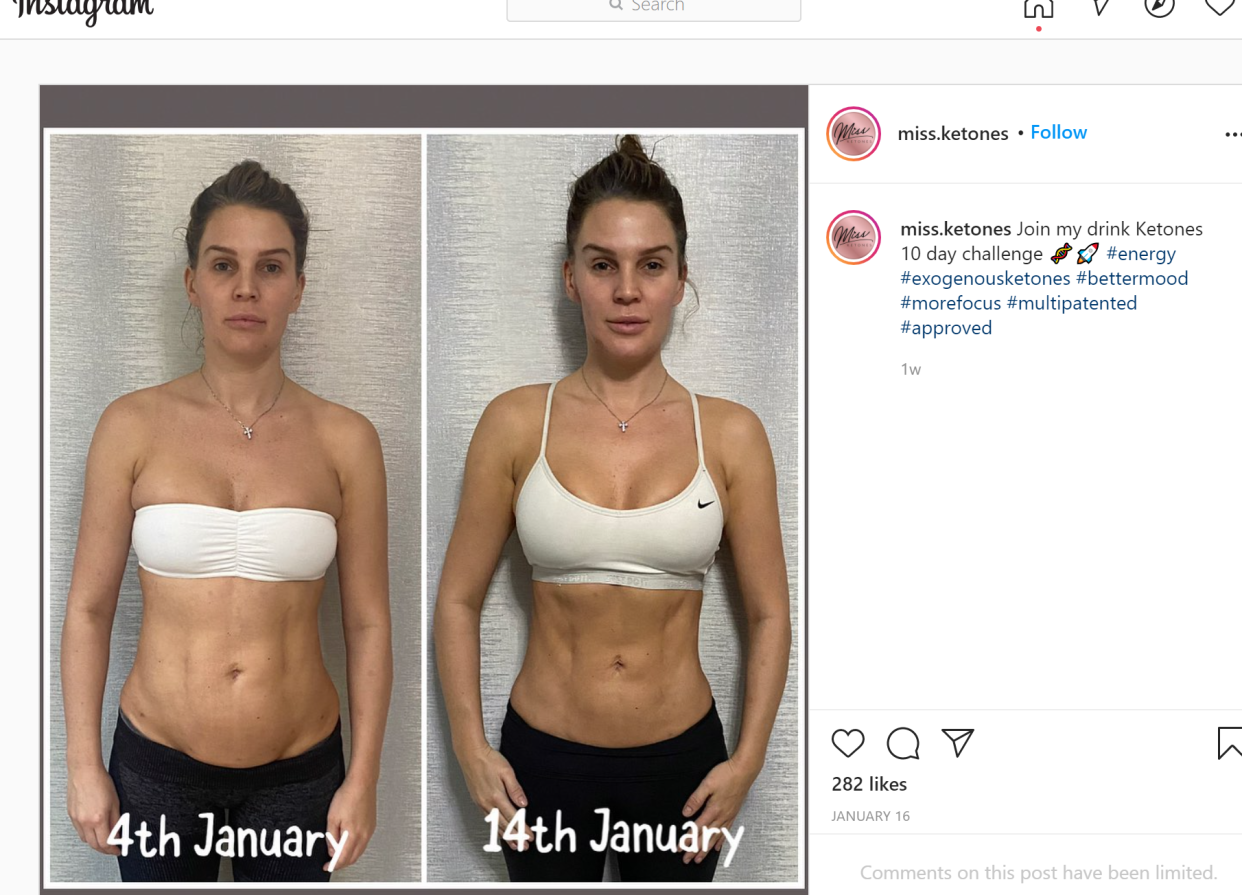 A post for Pruvit featuring Danielle Lloyd 