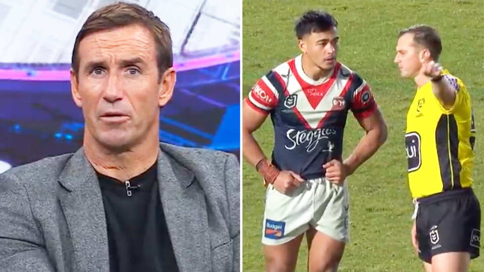 NRL legend Andrew Johns (pictured left) has blasted the punishment handed down to Roosters centre Junior Pauga as too lenient. (Images: Channel Nine)