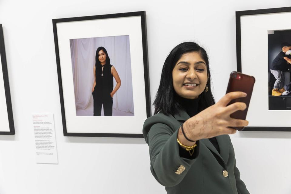 Zarah Sultana, MP for Coventry South, in front of her portrait at the Creative Connections exhibition at the Herbert Art Gallery & Museum in Coventry, which features portraits of celebrated cultural and political figures who were born in or are associated with the city of Coventry (PA)