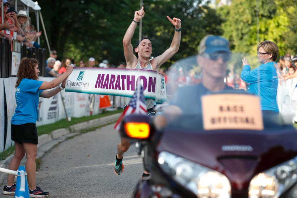 Seth Massot of Appleton was the top overall finisher in the Community First Fox Cities Marathon Presented by Miron Construction on Sunday.