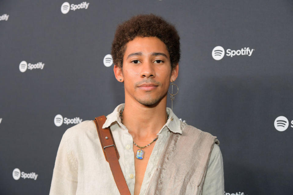 A closeup of Keiynan Lonsdale at an event