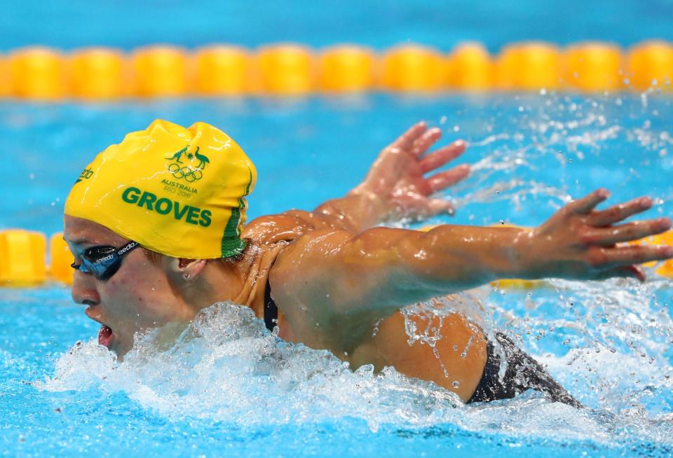 Madeline Groves competes in the women's 200m butterfly final in the 2016 Summer Olympic Games in Rio de Janeiro.