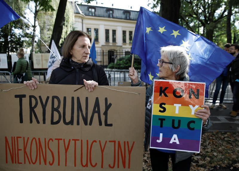 Demonstration outside Poland's Constitutional Tribunal building in Warsaw