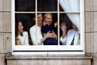 <p>When he got so excited looking out the window during the Trooping The Colour ceremony in 2015. Source: Getty </p>