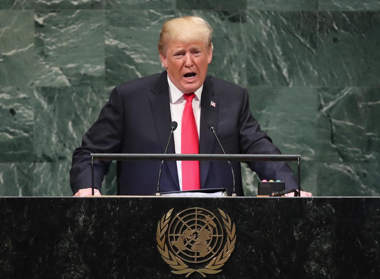 U.S. President Donald Trump addresses the United Nations General Assembly: Getty Images