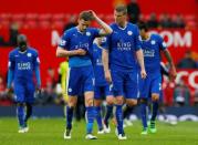 Britain Football Soccer - Manchester United v Leicester City - Barclays Premier League - Old Trafford - 1/5/16 Leicester City's Andy King and Robert Huth at the end of the match Action Images via Reuters / Jason Cairnduff