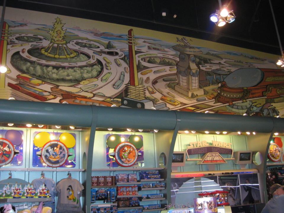 There are a bunch of hidden Mickeys in Mickey's Star Traders store. Can you spot three more?