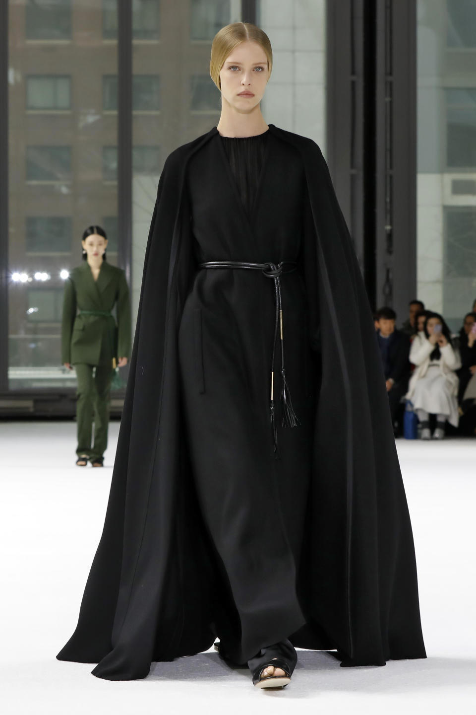 The Carolina Herrera collection is modeled during Fashion Week in New York, Monday, Feb. 10, 2020. (AP Photo/Richard Drew)