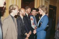 <p>The Gibb brothers each opted for a different color while lunching with Princess Diana. Robin chose beige, Maurice went for black, and Barry sported dark navy. </p>