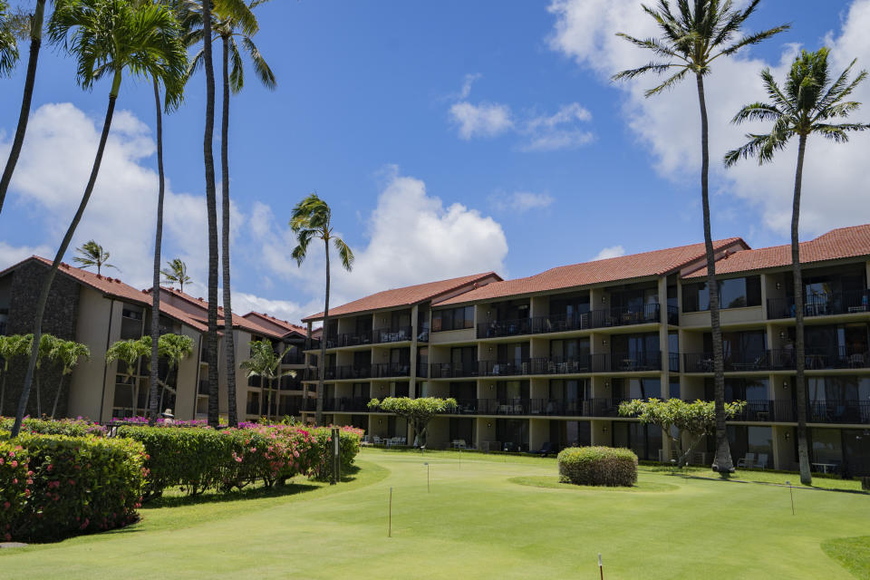 Papakea Resort stands on Monday, June 24, 2024, in Lahaina, Hawaii. The mayor of Maui County in Hawaii wants to stop owners of thousands of vacation properties from renting to visitors. Instead, he wants the units rented long-term to people who live on Maui to address a chronic housing shortage that intensified after last August’s deadly wildfire. (AP Photo/Mengshin Lin)